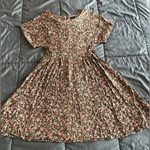 Bright & Beautiful Midi Tea Dress Green and Pink Floral via ModCloth - Size 2XL